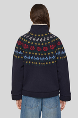 Sea Ny - Preston Knit Sherpa Lined Jacket - NAVY