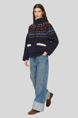 Sea Ny - Preston Knit Sherpa Lined Jacket - NAVY