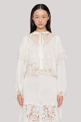 Sea Ny - Sofia Embroidery Long Sleeve Top - CREAM