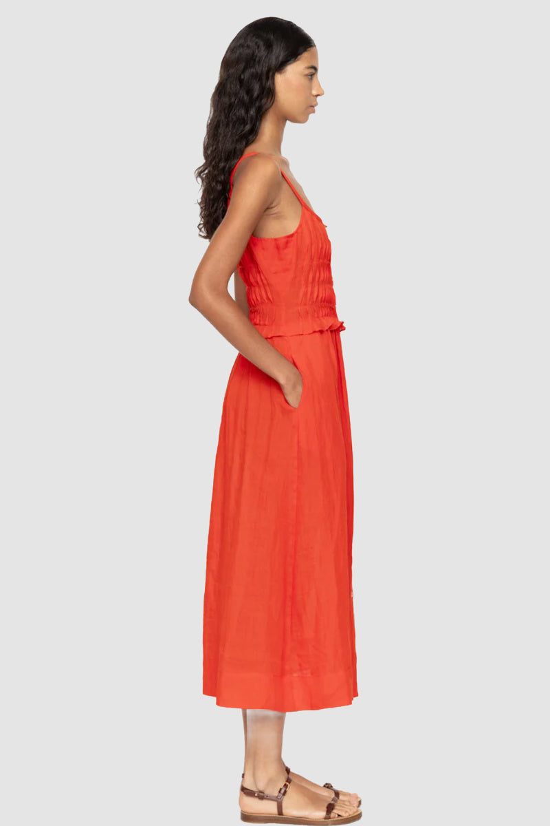 【Sea】Zora Solid Button Down Dress ワンピース Sea Women's Zora Solid Button Down Dress, Chili, Red, XXS at