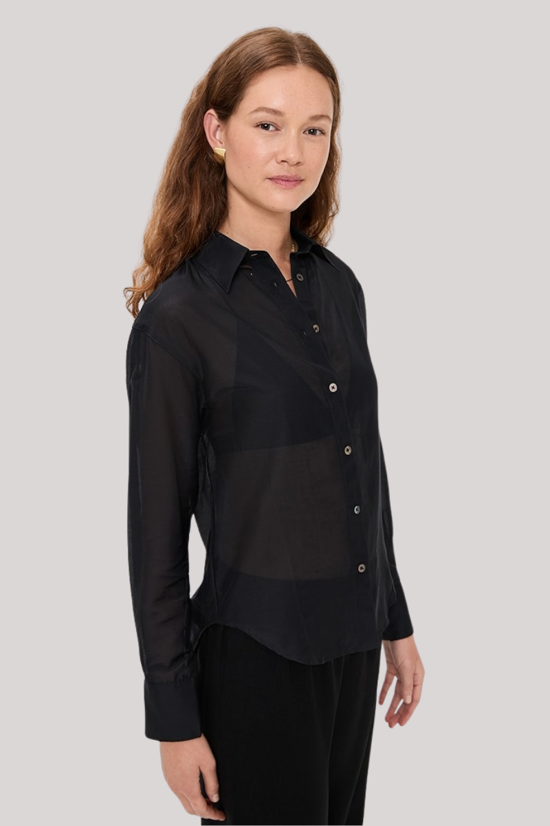 Sold Out NYC Sheer Silk Shirt in Black