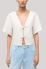 Staud - Ava Linen Top - NATURAL