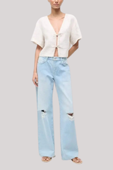 Staud - Ava Linen Top - NATURAL