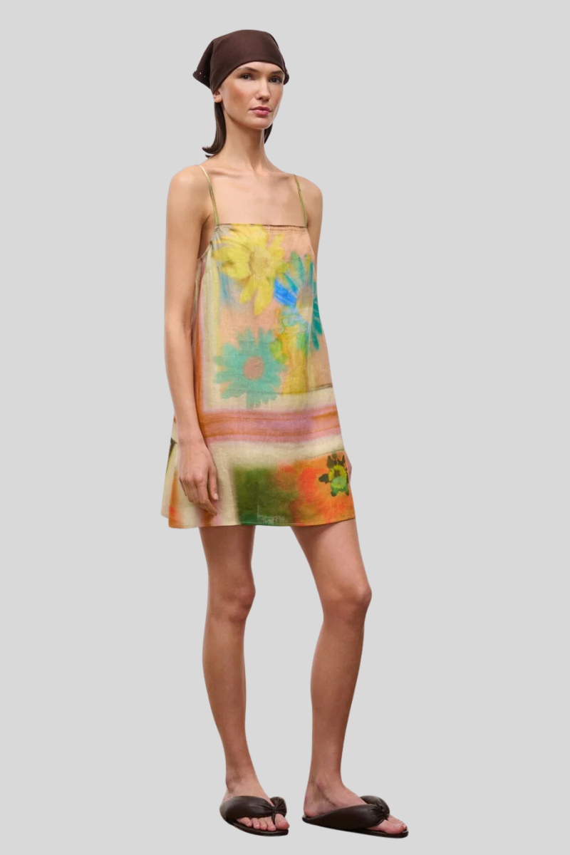 Staud Laura Superbloom Scarf Linen Mini Dress