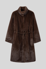Studio AR - Freja Long Faux Fur Coat - CHOCO
