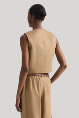 TWP - High Neck Hidden Placket Vest - ERMINE