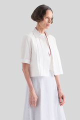 TWP - Short Lived Placket W Cherry Pleats - WHITE