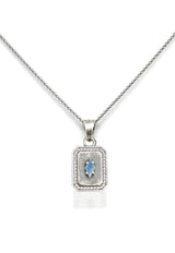 Tat2 - Vintage Silver Labradorite Shield Necklace - VISILVER