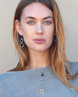 Tat2 - Vintage Silver Labradorite Shield Necklace - VISILVER