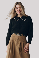 The Great - The Crochet Collar Pullover - BLKSFWHT