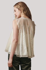 The Great - The Keepsake Lace Shell Top - CREAM