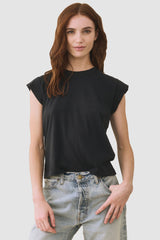 The Great - The Peak Shoulder Tee - ALMBLACK
