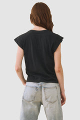 The Great - The Peak Shoulder Tee - ALMBLACK