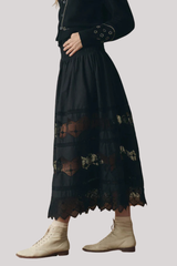 The Great - The Rosette Crochet Canary Skirt - BLACK