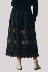 The Great - The Rosette Crochet Canary Skirt - BLACK