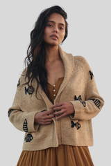The Great - The Swimming Fish Lodge Cardigan - NATURAL