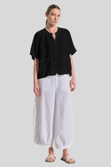 Transit - Lines T-Shirt With Cap Sleeves - BLACK