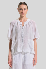 Transit - Lines T-Shirt With Cap Sleeves - WHITE