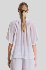 Transit - Lines T-Shirt With Cap Sleeves - WHITE