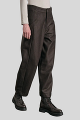 Transit - Pinstriped Wide Leg Trousers - CHOCO