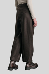 Transit - Pinstriped Wide Leg Trousers - CHOCO