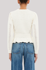 Ulla Johnson - Aurelie Long Sleeve Peplum Pullover - COWRIE