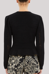 Ulla Johnson - Aurelie Long Sleeve Peplum Pullover - NOIR