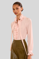 Ulla Johnson - Catroux Long Sleeve Silk Blouse - POWDER