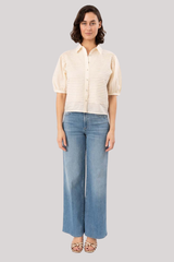 Ulla Johnson - Cordelia Short Sleeve Button Up Top - COWRIE