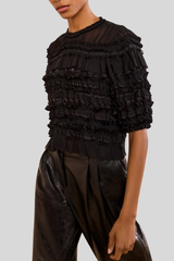 Ulla Johnson - Mabel Short Sleeve Silk Top - NOIR