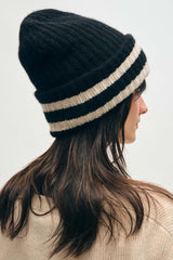 White + Warren - Cashmere Striped Luxe Beanie - BLCKNATU