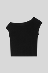 White + Warren - Cashmere Off Shoulder Top - BLACK