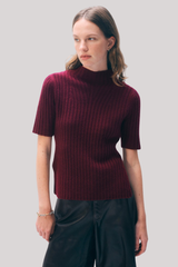 White + Warren - Cashmere Ribbed Mockneck - SANGRIA
