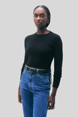 White + Warren - Cashmere Slim Stretch Crewneck - BLACK