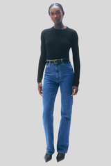 White + Warren - Cashmere Slim Stretch Crewneck - BLACK