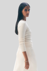 White + Warren - Cashmere Slim Stretch Crewneck - SFTWHITE