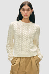 White + Warren - Cotton Cable Crew - IVORY