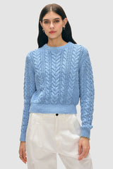 White + Warren - Cotton Cable Crew - SOFTBLUE