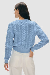 White + Warren - Cotton Cable Crew - SOFTBLUE