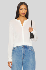 White + Warren - Paperfine Crewneck Cardigan - WHITE