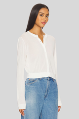 White + Warren - Paperfine Crewneck Cardigan - WHITE