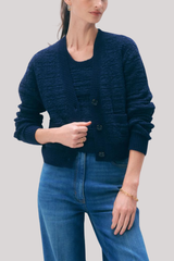 White + Warren - Textured Boucle Cardigan - NVYTONAL