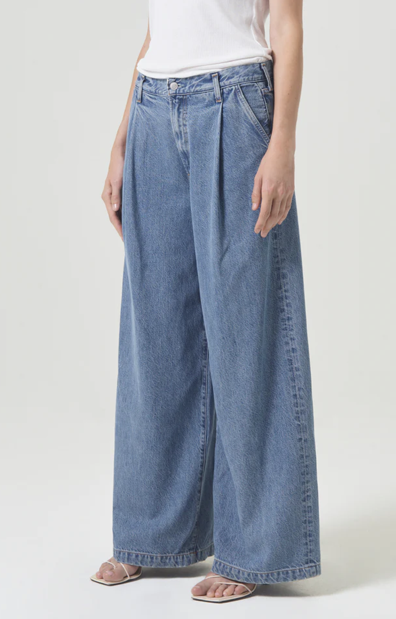 Agolde Ellis Pleated Denim Wide Leg Trousers