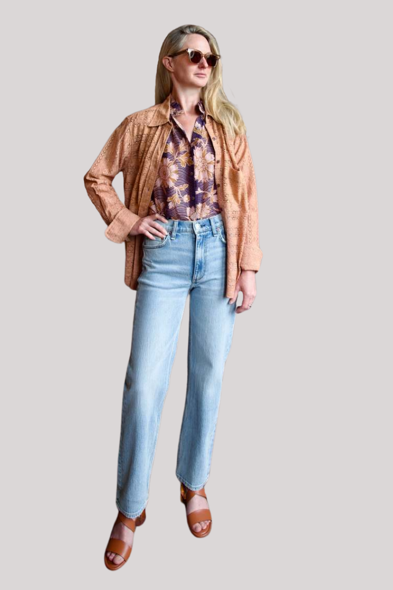 Alix of Bohemia - Winn Wavy Zinnia Shirt - BLUEZINN