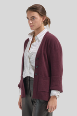 Arlo Mott - Bleeker Shaped Cardigan - EGGPLANT