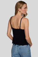 Autumn Cashmere - Button Front Pointelle Cami Tank - NAVY