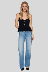 Autumn Cashmere - Button Front Pointelle Cami Tank - NAVY