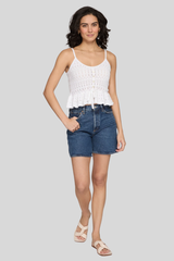 Autumn Cashmere - Button Front Pointelle Cami Tank - WHITE