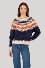 Autumn Cashmere - Chunky Fair Isle Crew - NVYCOMBO