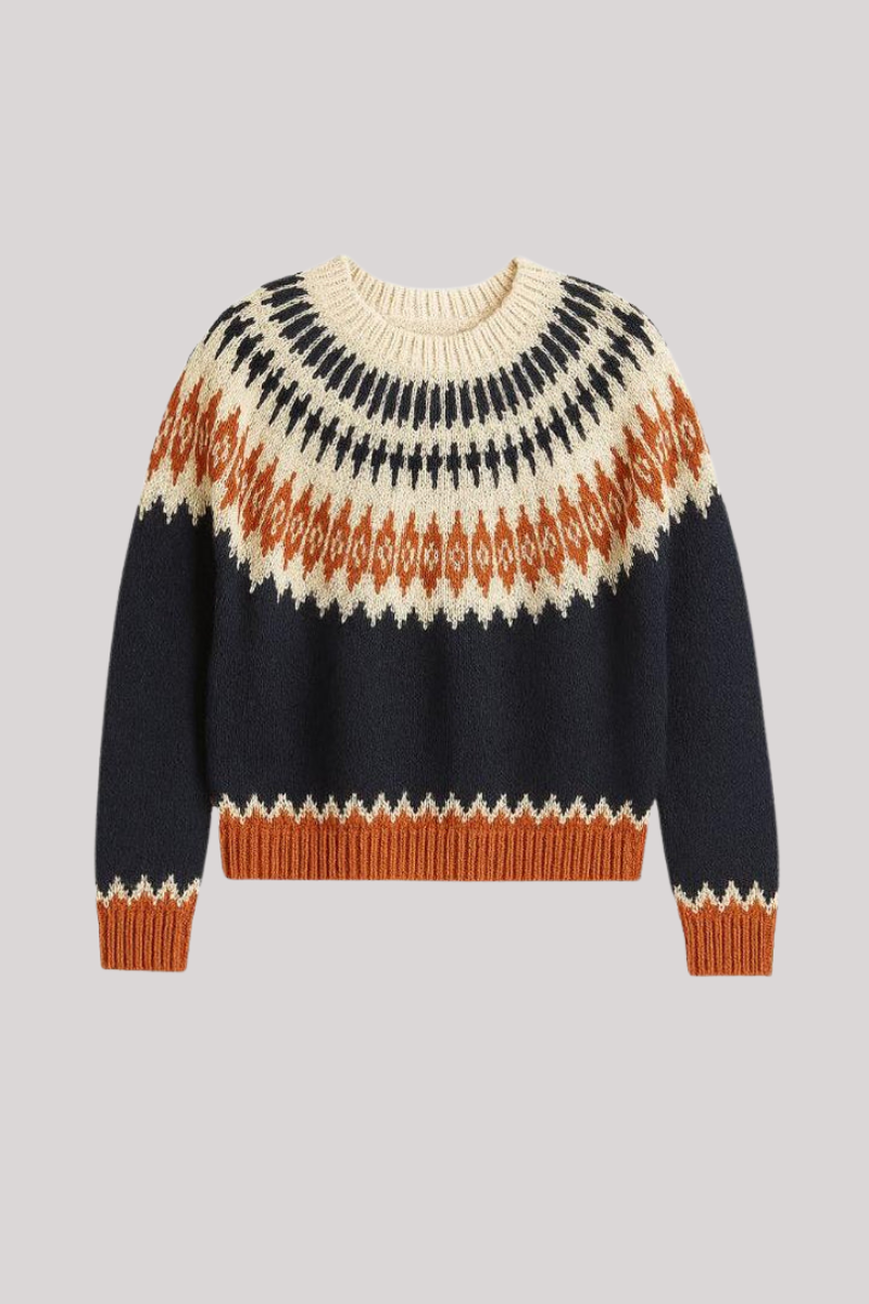 Autumn Cashmere - Chunky Fair Isle Crew - NVYCOMBO